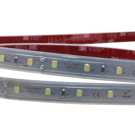 FULLWAT - MKT-2835-SF-HWX. LED-Streifen  speziell für lebensmittel. 20000K - Bläuliches Weiß - 24Vdc - 960 Lm/m - IP67