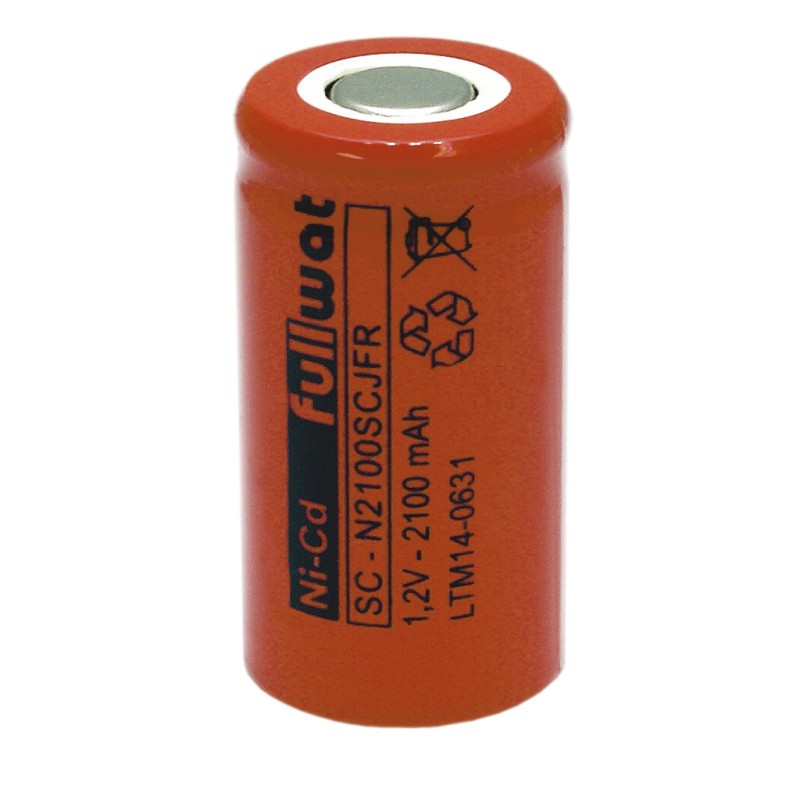 FULLWAT - N2100SCJFR. Bateria recarregável em formato  cilíndrica de Ni-Cd. Modelo SC . 1,2Vdc / 2,100Ah