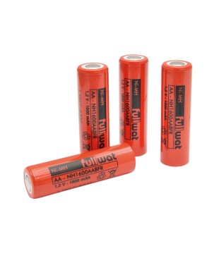 FULLWAT - NH1600AABFR. Bateria recarregável em formato  cilíndrica de Ni-MH. Modelo AA. 1,2Vdc / 1,600Ah