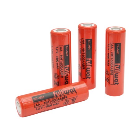 FULLWAT - NH1600AABFR. Bateria recarregável em formato  cilíndrica de Ni-MH. Modelo AA. 1,2Vdc / 1,600Ah