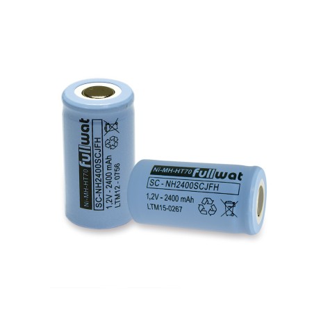 FULLWAT - NH2400SCJFH. Bateria recarregável em formato  cilíndrica de Ni-MH. Modelo SC . 1,2Vdc / 2,400Ah