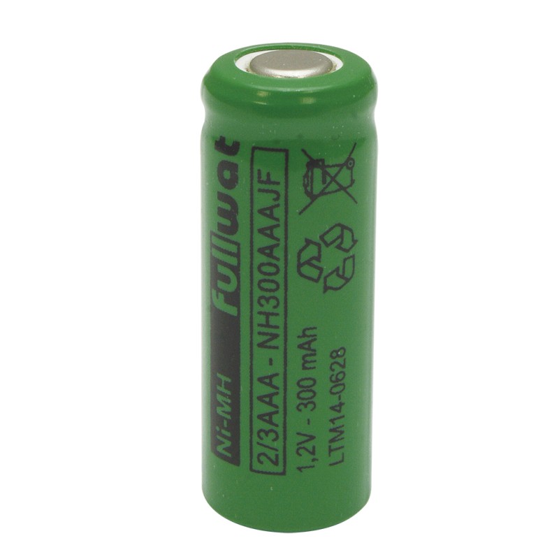 FULLWAT - NH300AAAJF. Ni-MH cylindrical rechargeable battery. 2/3AAA model . 1,2Vdc / 0,300Ah
