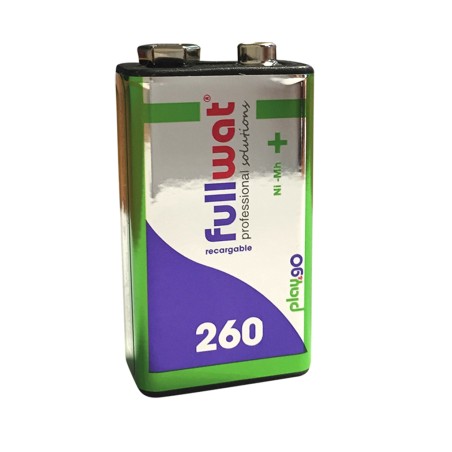 FULLWAT - NHE2606F22FTB. Batteria ricaricabile prismatica | fiaschetta  di Ni-MH.  Modello 6F22. 8,4Vdc  / 0,260Ah