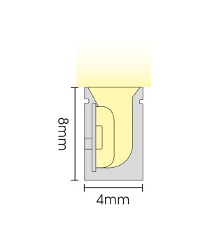 FULLWAT - NL-0408H-BH. Flexible LED-Neonröhre horizontalmit  rechteckigvon 04x08mm.  Extra-warmes Weiß - 170 Lm/m