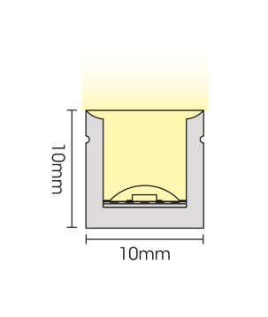 FULLWAT - NL-1010F-BF.Neon LED flexível libre com a secção  rectangular de 10x10mm.  Branco frio - 500 Lm/m