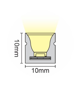 FULLWAT - NL-1010V-BC. Neón LED de flexión vertical con sección rectangular de 10x10mm.  Blanco cálido - 750 Lm/m