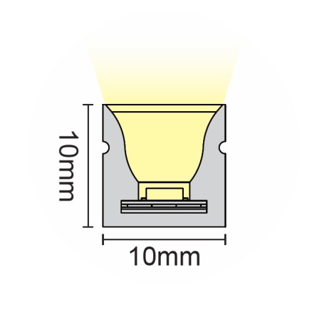 FULLWAT - NL-1010V-BC. Flexible LED-Neonröhre verticalmit  rechteckigvon 10x10mm.  Warmweiß - 750 Lm/m