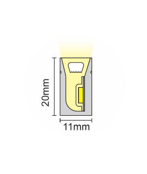 FULLWAT - NL-1120HL-BC. Flexible LED-Neonröhre horizontalmit  rechteckigvon 11x20mm.  Warmweiß - 240 Lm/m