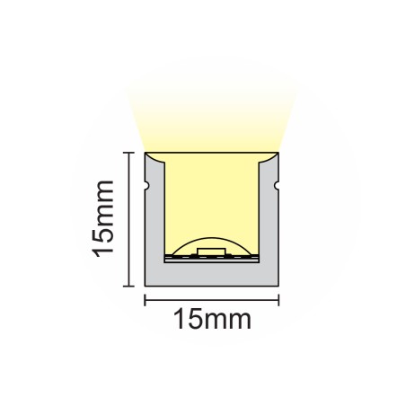 FULLWAT - NL-1515V-BF.Neon LED flexível vertical com a secção  rectangular de 15x15mm.  Branco frio - 576 Lm/m