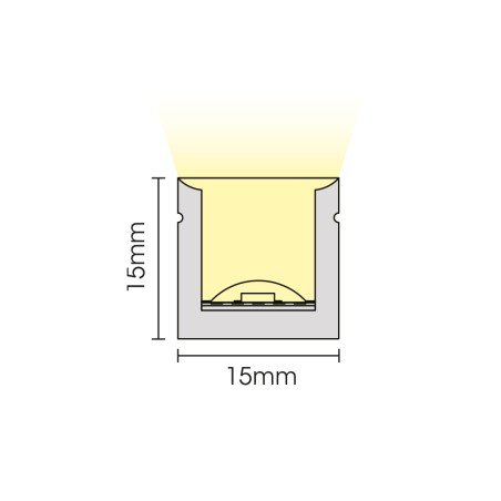 FULLWAT - NL-1515VL-BF. Neón LED de flexión vertical con sección rectangular de 15x15mm.  Blanco frío - 630 Lm/m