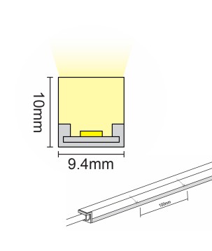 FULLWAT - NL-9410V-BC. Flexible LED-Neonröhre verticalmit  rechteckigvon 9,4x10mm.  Warmweiß - 1368 Lm/m