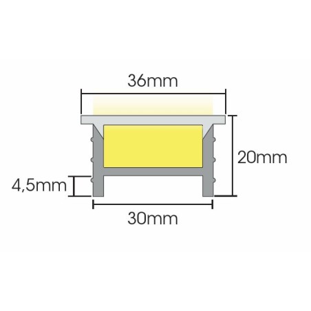 FULLWAT - NLC-3020.Cubierta de Silicona efecto Neon Led de flexión libre con sección rectangular de 30x20mm. 