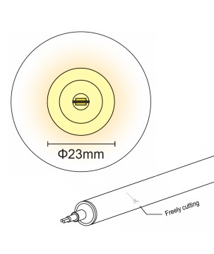 FULLWAT - NL-R23V-BN. Flexible LED-Neonröhre verticalmit  rundevon 23x23mm.  Naturweiß - 600 Lm/m