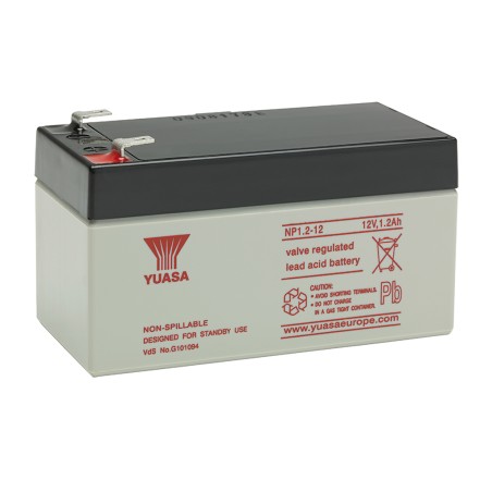 YUASA - NP1.2-12. Lead Acid rechargeable battery. AGM-VRLA technology. NP series. 12Vdc. / 1,2Ah 
