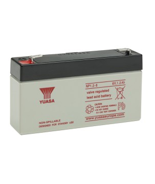 YUASA - NP1.2-6. Lead Acid rechargeable battery. AGM-VRLA technology. NP series. 12Vdc. / 1,2Ah 