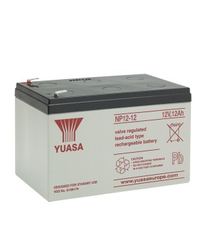 YUASA - NP12-12. Lead Acid rechargeable battery. AGM-VRLA technology. NP series. 12Vdc. / 12Ah 