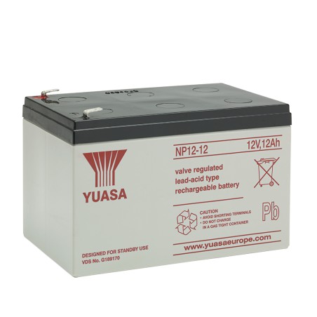 YUASA - NP12-12. Batterie rechargeable au Plomb-acide technologie AGM-VRLA. Série NP. 12Vdc / 12Ah