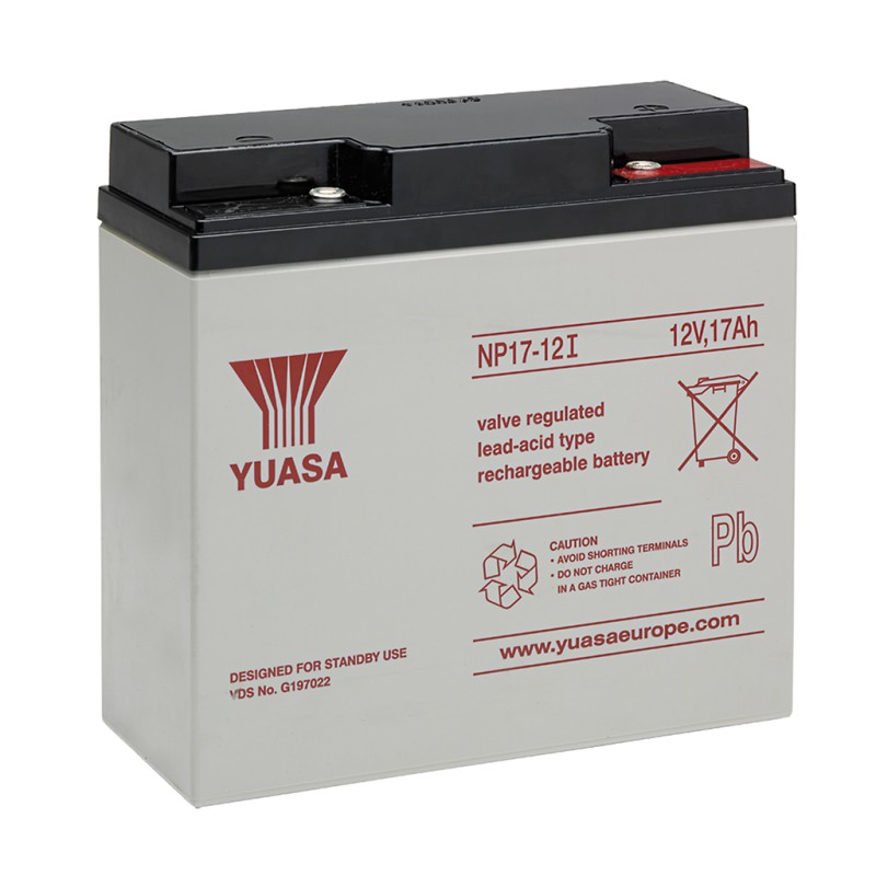 YUASA - NP17-12I. Lead Acid rechargeable battery. AGM-VRLA technology. NP series. 12Vdc. / 17Ah 