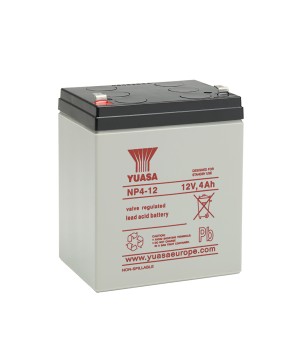 YUASA - NP4-12. Lead Acid rechargeable battery. AGM-VRLA technology. NP series. 12Vdc. / 4Ah 