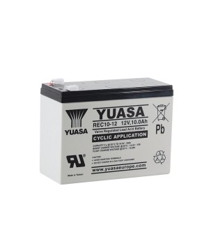 YUASA - REC10-12. Lead Acid rechargeable battery. AGM-VRLA technology. REC series. 12Vdc. / 10Ah 