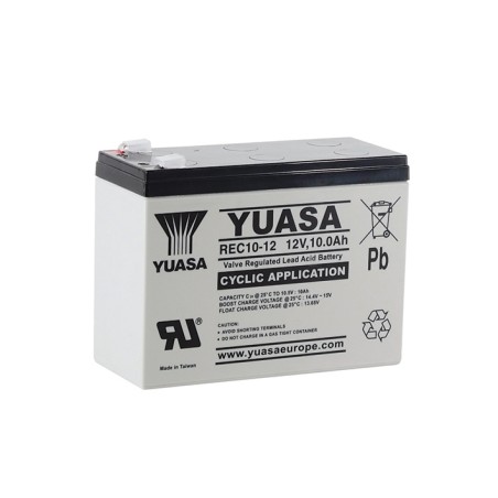 YUASA - REC10-12. Lead Acid rechargeable battery. AGM-VRLA technology. REC series. 12Vdc. / 10Ah 