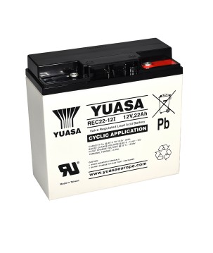 YUASA - REC22-12I. Wiederaufladbare Blei-Säure Batterie der Technik AGM-VRLA. Serie REC. 12Vdc / 22Ah