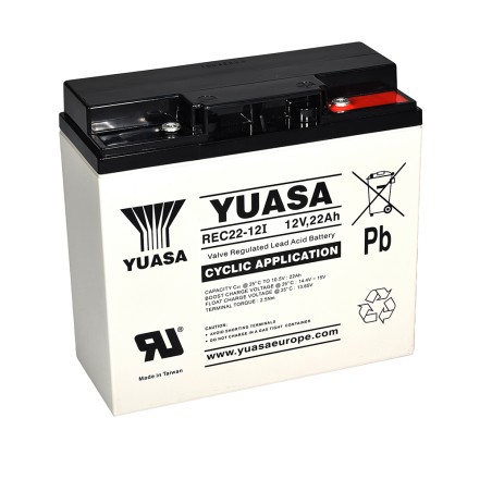 YUASA - REC22-12I. Batteria ricaricabile di piombo-acido   AGM-VRLA. Serie REC.12Vdc 22Ah