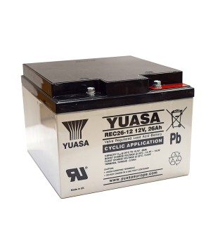 YUASA - REC26-12I. Lead Acid rechargeable battery. AGM-VRLA technology. REC series. 12Vdc. / 26Ah 