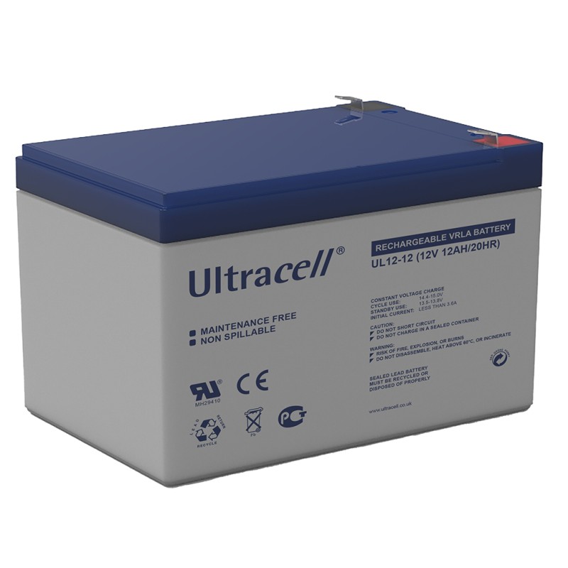 ULTRACELL - UL12-12. Wiederaufladbare Blei-Säure Batterie der Technik AGM-VRLA. Serie UL. 12Vdc / 12Ah