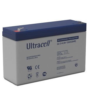 ULTRACELL - UL12-6. Bateria recarregável de chumbo ácido en tecnologia AGM-VRLA. Série UL. 6Vdc / 12Ah