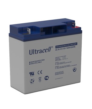 ULTRACELL - UL18-12. Wiederaufladbare Blei-Säure Batterie der Technik AGM-VRLA. Serie UL. 12Vdc / 18Ah