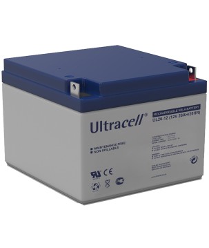ULTRACELL - UL26-12. Bateria recarregável de chumbo ácido en tecnologia AGM-VRLA. Série UL. 12Vdc / 26Ah