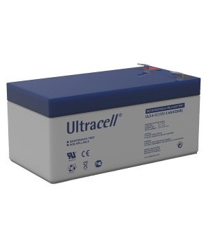 ULTRACELL - UL3.4-12. Bateria recarregável de chumbo ácido en tecnologia AGM-VRLA. Série UL. 12Vdc / 3,4Ah