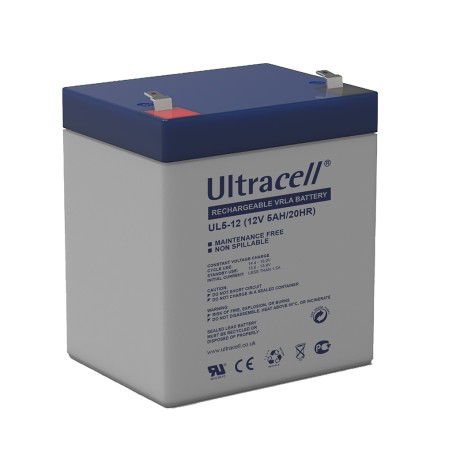 ULTRACELL - UL5-12. Batería recargable de Plomo ácido de tecnología AGM-VRLA. Serie UL. 12Vdc / 5Ah