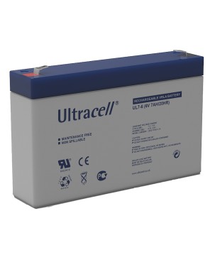 ULTRACELL - UL7-6. Batteria ricaricabile di piombo-acido   AGM-VRLA. Serie UL.6Vdc 7Ah