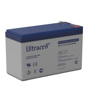 ULTRACELL - UL9-12. Lead Acid rechargeable battery. AGM-VRLA technology. UL series. 12Vdc. / 9Ah 