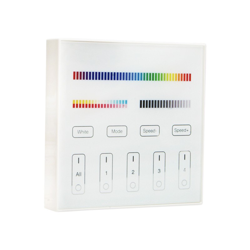 FULLWAT - LENNY-PAN-B4-B.  Pannello touch a parete  di colore  bianco per 4 zone(i). DIM | CCT | RGB | RGBW | RGBWW