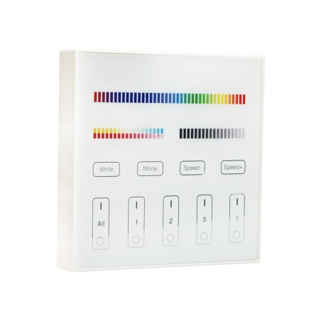 FULLWAT - LENNY-PAN-B4-B. Painel de toque de parede cor branco para 4 zona(s). DIM | CCT | RGB | RGBW | RGBWW