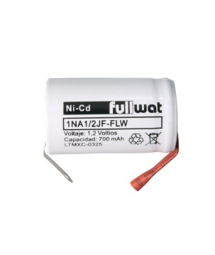 FULLWAT - 1NA1/2JF-FLW. Bateria recarregável em formato  cilíndrica de Ni-Cd. Modelo 1/2A. 1,2Vdc / 0,700Ah