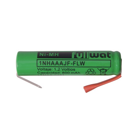 FULLWAT - 1NHAAAJF-FLW. Bateria recarregável em formato  cilíndrica de Ni-MH. Modelo AAA. 1,2Vdc / 2,2Ah